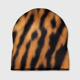 Шапка 3D с принтом шкура тигра коричневая в Екатеринбурге, 100% полиэстер | универсальный размер, печать по всей поверхности изделия | 