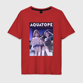 Мужская футболка хлопок Oversize с принтом Команда Акватоп   Shiroi Suna no Aquatope в Тюмени, 100% хлопок | свободный крой, круглый ворот, “спинка” длиннее передней части | 