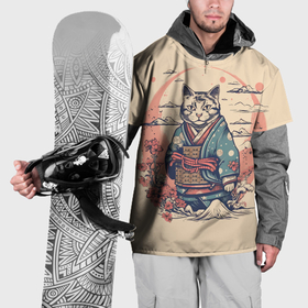 Накидка на куртку 3D с принтом Кот самурай в Курске, 100% полиэстер |  | 
