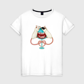 Женская футболка хлопок с принтом Винный час в компании крыс в Екатеринбурге, 100% хлопок | прямой крой, круглый вырез горловины, длина до линии бедер, слегка спущенное плечо | 