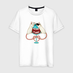 Мужская футболка хлопок с принтом Винный час в компании крыс в Санкт-Петербурге, 100% хлопок | прямой крой, круглый вырез горловины, длина до линии бедер, слегка спущенное плечо. | 