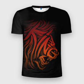 Мужская футболка 3D Slim с принтом abstract lion в Белгороде, 100% полиэстер с улучшенными характеристиками | приталенный силуэт, круглая горловина, широкие плечи, сужается к линии бедра | Тематика изображения на принте: 