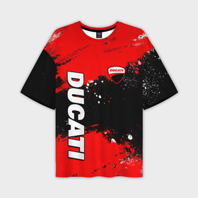Мужская футболка oversize 3D с принтом Ducati   красная униформа с красками ,  |  | 
