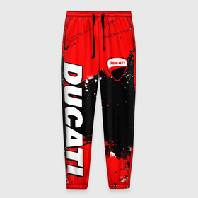 Мужские брюки 3D с принтом Ducati   красная униформа с красками , 100% полиэстер | манжеты по низу, эластичный пояс регулируется шнурком, по бокам два кармана без застежек, внутренняя часть кармана из мелкой сетки | 