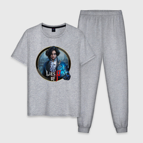 Мужская пижама хлопок с принтом Lies of Pinocchio в Тюмени, 100% хлопок | брюки и футболка прямого кроя, без карманов, на брюках мягкая резинка на поясе и по низу штанин
 | 