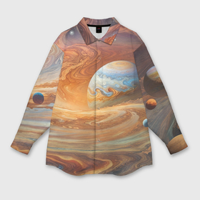 Мужская рубашка oversize 3D с принтом Буря в космосе ,  |  | 