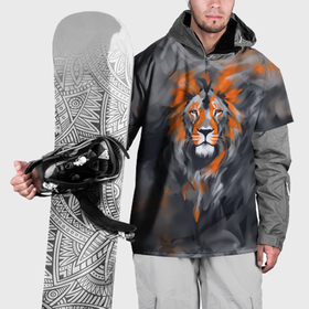 Накидка на куртку 3D с принтом Огненная голова льва в Санкт-Петербурге, 100% полиэстер |  | Тематика изображения на принте: 