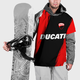 Накидка на куртку 3D с принтом Ducati moto   красные полосы , 100% полиэстер |  | 