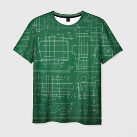 Мужская футболка 3D с принтом Школьная доска в Санкт-Петербурге, 100% полиэфир | прямой крой, круглый вырез горловины, длина до линии бедер | Тематика изображения на принте: 