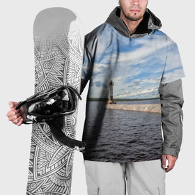 Накидка на куртку 3D с принтом Маяк на Ладоге в Кировске, 100% полиэстер |  | 