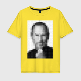Мужская футболка хлопок Oversize с принтом Лего Стив Джобс в Санкт-Петербурге, 100% хлопок | свободный крой, круглый ворот, “спинка” длиннее передней части | Тематика изображения на принте: 