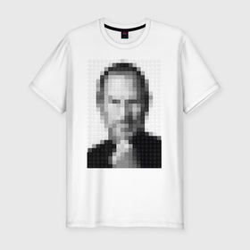 Мужская футболка хлопок Slim с принтом Лего Стив Джобс в Екатеринбурге, 92% хлопок, 8% лайкра | приталенный силуэт, круглый вырез ворота, длина до линии бедра, короткий рукав | 