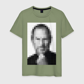 Мужская футболка хлопок с принтом Лего Стив Джобс в Санкт-Петербурге, 100% хлопок | прямой крой, круглый вырез горловины, длина до линии бедер, слегка спущенное плечо. | 