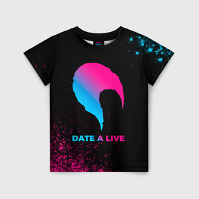 Детская футболка 3D с принтом Date A Live   neon gradient , 100% гипоаллергенный полиэфир | прямой крой, круглый вырез горловины, длина до линии бедер, чуть спущенное плечо, ткань немного тянется | 