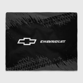 Плед 3D с принтом Chevrolet speed на темном фоне со следами шин: надпись и символ в Тюмени, 100% полиэстер | закругленные углы, все края обработаны. Ткань не мнется и не растягивается | 