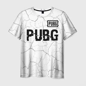 Мужская футболка 3D с принтом PUBG glitch на светлом фоне: символ сверху в Санкт-Петербурге, 100% полиэфир | прямой крой, круглый вырез горловины, длина до линии бедер | Тематика изображения на принте: 