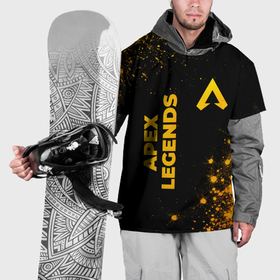Накидка на куртку 3D с принтом Apex Legends   gold gradient: надпись, символ в Кировске, 100% полиэстер |  | Тематика изображения на принте: 