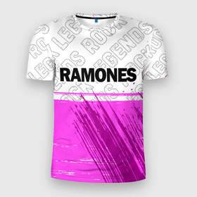 Мужская футболка 3D Slim с принтом Ramones rock legends: символ сверху в Курске, 100% полиэстер с улучшенными характеристиками | приталенный силуэт, круглая горловина, широкие плечи, сужается к линии бедра | 