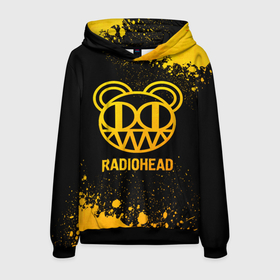 Мужская толстовка 3D с принтом Radiohead   gold gradient в Новосибирске, 100% полиэстер | двухслойный капюшон со шнурком для регулировки, мягкие манжеты на рукавах и по низу толстовки, спереди карман-кенгуру с мягким внутренним слоем. | 