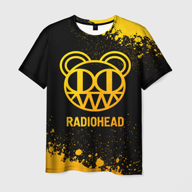 Мужская футболка 3D с принтом Radiohead   gold gradient в Тюмени, 100% полиэфир | прямой крой, круглый вырез горловины, длина до линии бедер | 