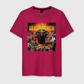 Мужская футболка хлопок с принтом Обложка альбома Got Your Six группы Five Finger Death Punch в Тюмени, 100% хлопок | прямой крой, круглый вырез горловины, длина до линии бедер, слегка спущенное плечо. | 