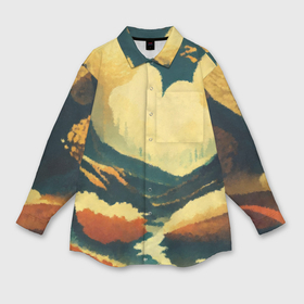 Мужская рубашка oversize 3D с принтом Абстрактная живопись осенний пейзаж в Курске,  |  | 