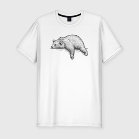 Мужская футболка хлопок Slim с принтом Медведь отдыхает в Санкт-Петербурге, 92% хлопок, 8% лайкра | приталенный силуэт, круглый вырез ворота, длина до линии бедра, короткий рукав | Тематика изображения на принте: 