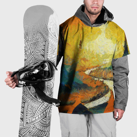 Накидка на куртку 3D с принтом Осенний пейзаж импрессионизм в Тюмени, 100% полиэстер |  | 