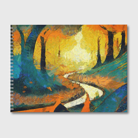 Альбом для рисования с принтом Осенний пейзаж импрессионизм в Екатеринбурге, 100% бумага
 | матовая бумага, плотность 200 мг. | 