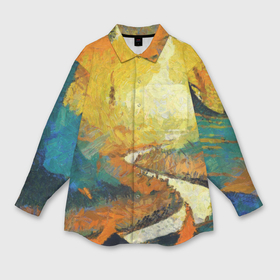 Мужская рубашка oversize 3D с принтом Осенний пейзаж импрессионизм в Курске,  |  | 