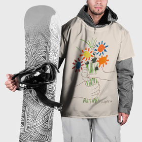 Накидка на куртку 3D с принтом Букет мира   Пабло Пикассо в Тюмени, 100% полиэстер |  | 