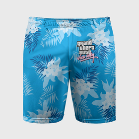 Мужские шорты спортивные с принтом Цветочный паттерн   GTA vice city ,  |  | Тематика изображения на принте: 