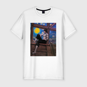 Мужская футболка хлопок Slim с принтом Берсерк под небом Ван Гога в Кировске, 92% хлопок, 8% лайкра | приталенный силуэт, круглый вырез ворота, длина до линии бедра, короткий рукав | 