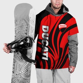 Накидка на куртку 3D с принтом Ducati   red stripes в Петрозаводске, 100% полиэстер |  | 