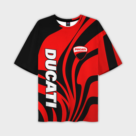 Мужская футболка oversize 3D с принтом Ducati   red stripes в Петрозаводске,  |  | 