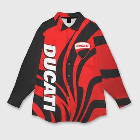 Мужская рубашка oversize 3D с принтом Ducati   red stripes в Тюмени,  |  | 