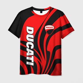 Мужская футболка 3D с принтом Ducati   red stripes , 100% полиэфир | прямой крой, круглый вырез горловины, длина до линии бедер | 