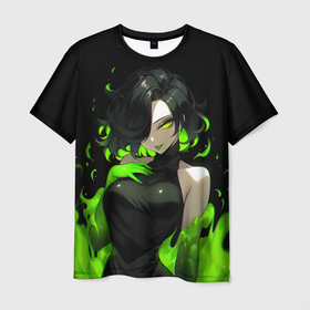 Мужская футболка 3D с принтом Токсичная девушка   зеленый , 100% полиэфир | прямой крой, круглый вырез горловины, длина до линии бедер | 