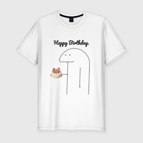 Мужская футболка хлопок Slim с принтом Happy Birthday Party в Новосибирске, 92% хлопок, 8% лайкра | приталенный силуэт, круглый вырез ворота, длина до линии бедра, короткий рукав | Тематика изображения на принте: 