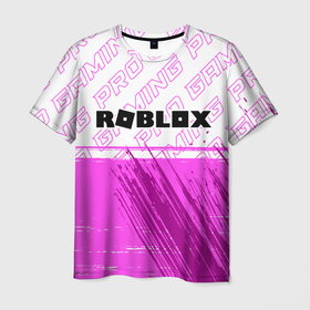 Мужская футболка 3D с принтом Roblox pro gaming: символ сверху в Новосибирске, 100% полиэфир | прямой крой, круглый вырез горловины, длина до линии бедер | 