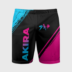 Мужские шорты спортивные с принтом Akira   neon gradient: надпись, символ в Санкт-Петербурге,  |  | Тематика изображения на принте: 