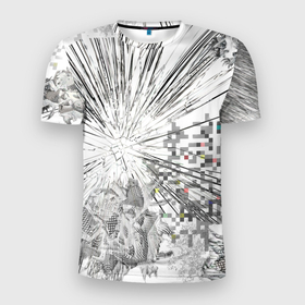 Мужская футболка 3D Slim с принтом Техно в Екатеринбурге, 100% полиэстер с улучшенными характеристиками | приталенный силуэт, круглая горловина, широкие плечи, сужается к линии бедра | 