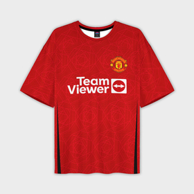 Мужская футболка oversize 3D с принтом ФК Манчестер Юнайтед форма 23 24 домашняя в Тюмени,  |  | Тематика изображения на принте: 