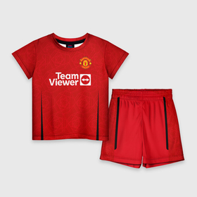 Детский костюм с шортами 3D с принтом ФК Манчестер Юнайтед форма 23 24 домашняя в Петрозаводске,  |  | 
