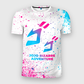 Мужская футболка 3D Slim с принтом JoJo Bizarre Adventure neon gradient style , 100% полиэстер с улучшенными характеристиками | приталенный силуэт, круглая горловина, широкие плечи, сужается к линии бедра | 