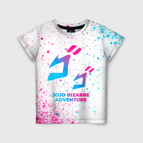 Детская футболка 3D с принтом JoJo Bizarre Adventure neon gradient style , 100% гипоаллергенный полиэфир | прямой крой, круглый вырез горловины, длина до линии бедер, чуть спущенное плечо, ткань немного тянется | Тематика изображения на принте: 