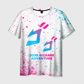 Мужская футболка 3D с принтом JoJo Bizarre Adventure neon gradient style в Кировске, 100% полиэфир | прямой крой, круглый вырез горловины, длина до линии бедер | 