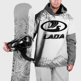 Накидка на куртку 3D с принтом LADA speed на светлом фоне со следами шин , 100% полиэстер |  | 