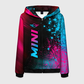 Мужская толстовка 3D на молнии с принтом Mini   neon gradient: по вертикали в городе Новоалтайск, 100% полиэстер | длина до линии бедра, манжеты и пояс оформлены мягкой тканевой резинкой, двухслойный капюшон со шнурком для регулировки, спереди молния, по бокам два кармана | 