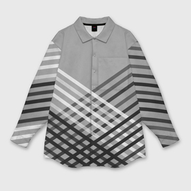 Мужская рубашка oversize 3D с принтом Косые черно белые полосы на сером в Петрозаводске,  |  | 
